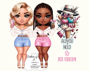 Summer Chibi doll clipart, Chibi doll png, Ice cream Chibi girl clipart, Boss Babe chibi clipart, Fashion Chibi Clipart, Boss Chibi clipart