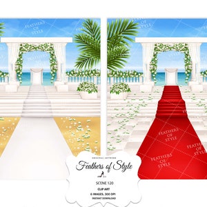 Escena de la ceremonia, Escena de la boda, Ilustración de la boda, Imágenes prediseñadas de la boda, Fondo de la boda, Escena de la boda en la playa