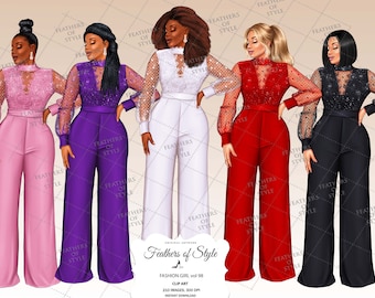 Fashion girls clipart, Lady boss clipart, Fashionable girls clipart, Natural hair clipart, African American clipart, Afro girls clipart