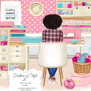 Crafting Clipart, Planer Girl Clipart, Crafty Mädchen Clipart, Drucker Clipart, Office Clipart, Handwerk Grafik, Scrapbook Clipart