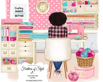 Crafting Clipart, Planer Girl Clipart, Crafty Mädchen Clipart, Drucker Clipart, Office Clipart, Handwerk Grafik, Scrapbook Clipart