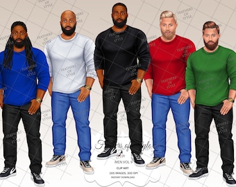 Man clipart, Boyfriend clipart, Casual man clipart, Boy clipart, Male clipart, African american man clipart