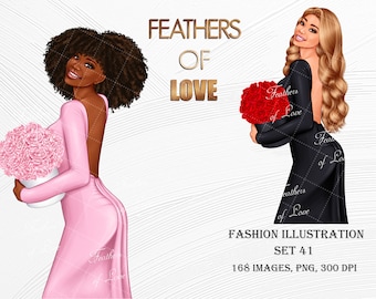 Valentine girl clipart, Valentine clipart, Love clipart, Valentine illustration, Boss babe clipart, African American clipart