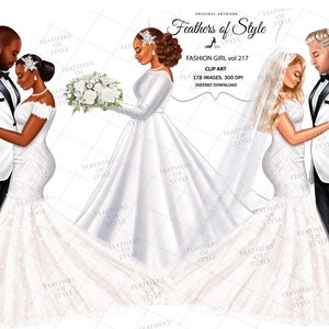 Wedding Clipart, Bride Clipart, Bridesmaids Clipart, Couple Clipart, Marriage Clipart, Wedding illustration, Bride and Groom clipart