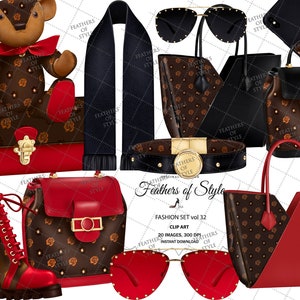 Ensemble de mode, Accessoires de mode clipart, Autocollants de planificateur, Accessoires clipart Ensemble de mode clipart Sac clipart Chaussure clipart Planificateur clipart