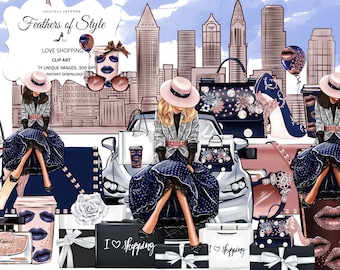 ClipArt winkelen winkelen meisjes mode clipart meisje baas Afro-Amerikaanse parfum clipart