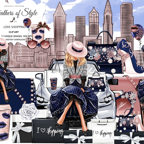 Shopping ClipArt Shopping Girls Fashion Clipart Girl Boss African American Perfume Clipart