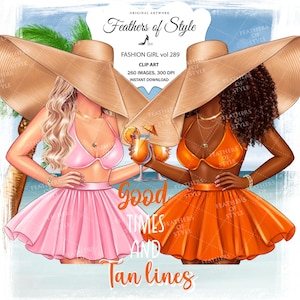 Summer girls clipart, Pool Girl clipart, Beach time clipart, Beach Girls clipart, Fashion girl clipart, Afro girls clipart