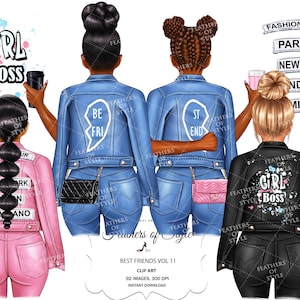 Beste vrienden clipart, Soul Sisters clipart, Besties clipart, Vrienden clipart, Bff clipart, Denim meisjes clipart