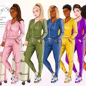 Curvy girls clipart, Travel girl clipart, Sport girl cllipart, Fashion girls clipart, African American clipart, Afro girls clipart