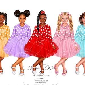 Meisje clipart, kinderen clipart, klein meisje clipart, kleine dame clipart, klein meisje illustratie