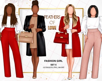 Lady boss clipart, Boss Babe clipart, Planner Girl Clipart, Fashion Girl Clipart, Boss Girl clipart, Afro girl clipart