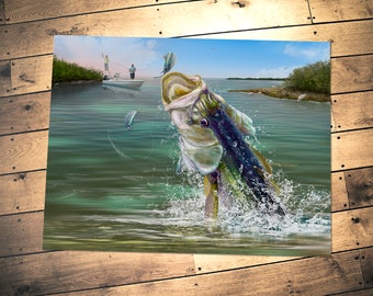 Snook Fishing Art Print By Fish Artist Mark Erickson, Saltwater Fishing  Artwork