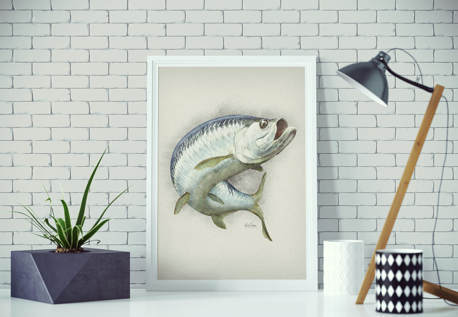 Tarpon Art Print Sketch Style Fishing Decor Coastal Art, Digital