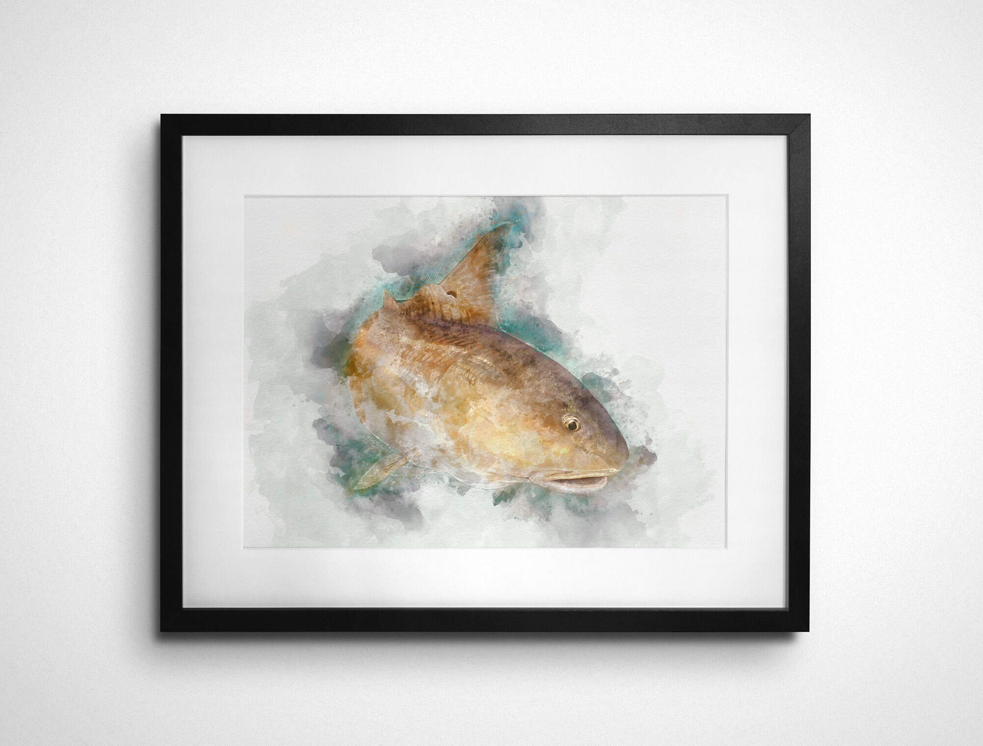 Redfish Watercolor Style Fine Art Print