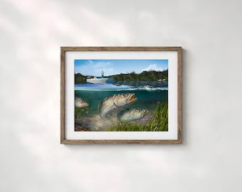 Speckled trout art print gift for Dad. Fishing gift seatrout coastal wall art gift for the sea trout fisherman hand-signed by the artist