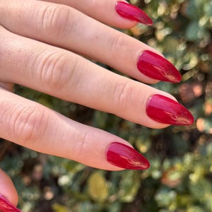 Red Cherry Almond Nails | Simple Red Glossy Nails | Press On Nails | Glue On Nails Red | Engagement Nails | Red Nail Theory