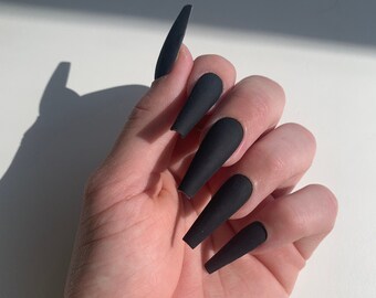Matte Black Nails Etsy
