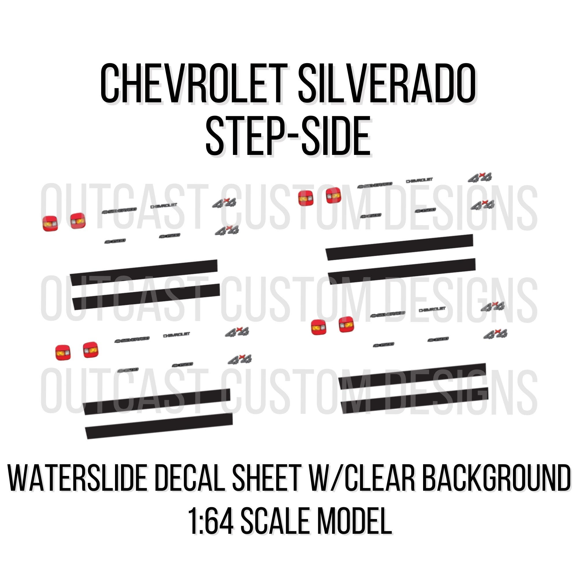 Decalcomanie Ad Acqua Per Hot Wheels '83 Chevy Silverado Scala 1:64 – Personalizzazioni