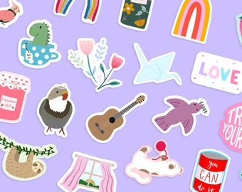 Set of Any 3, 5 or 10 Stickers - Bundle and Save - Cute Illustrated  Vinyl, Laminated, Waterproof, Scratch Proof, UV Sun Protected Stickers