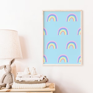 Rainbow Art Print - Cute Blue Illustration A5 o A4 Print