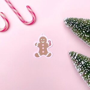 Gingerbread Man Christmas Gift Tags Cute Illustrated Die-Cut Handmade Xmas Greeting Tags image 2