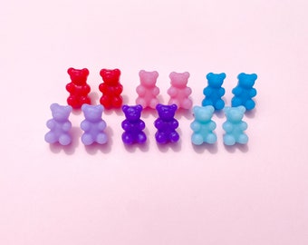 GUMMY BEAR STUDS - Handmade Polymer Clay Cute Miniature Bear Earrings - Australian Made Jewellery