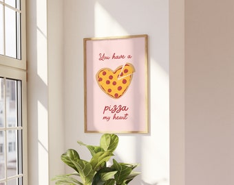 You Have a Pizza My Heart Art Print - Cute Pink Pun Illustration A5 or A4 Print