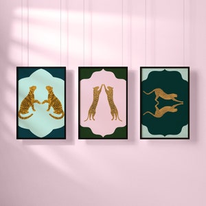 Colección Big Cat - Juego de 3 impresiones artísticas (ahorre un 20%) Ilustraciones de tigres, leopardos y guepardos - Ilustración animal linda Impresión A5 o A4