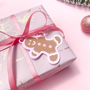 Gingerbread Man Christmas Gift Tags Cute Illustrated Die-Cut Handmade Xmas Greeting Tags image 3