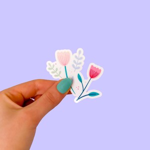 Adesivo Tulipani - Vinile fustellato floreale illustrato carino, laminato, impermeabile, antigraffio, adesivo lucido protetto dal sole UV