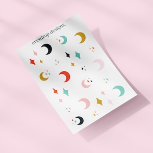 Stickervel Stars & Moons - Leuke geïllustreerde Galaxy Space-stickers