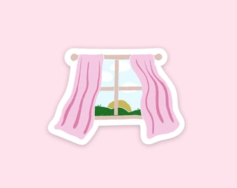 Window Sticker - Cute Illustrated Pink Morning Sunrise Die Cut Vinyl Sticker