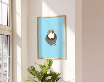 Princesa loro arte impresión - lindo pájaro azul Animal ilustración A5 o A4 impresión