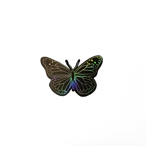 Holographic Butterfly Sticker Cute Illustrated Rainbow Catching Iridescent Silver Sticker image 6