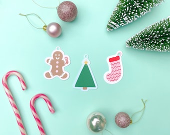 Illustrated Christmas Gift Tag Set - Cute Die-Cut Handmade Xmas Greeting Tags