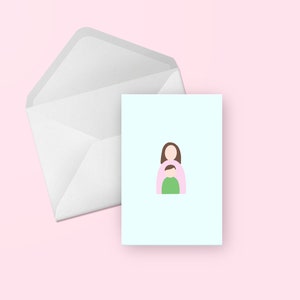Tarjeta de felicitación de mamá e hijo - Linda tarjeta en blanco ilustrada del día de la madre