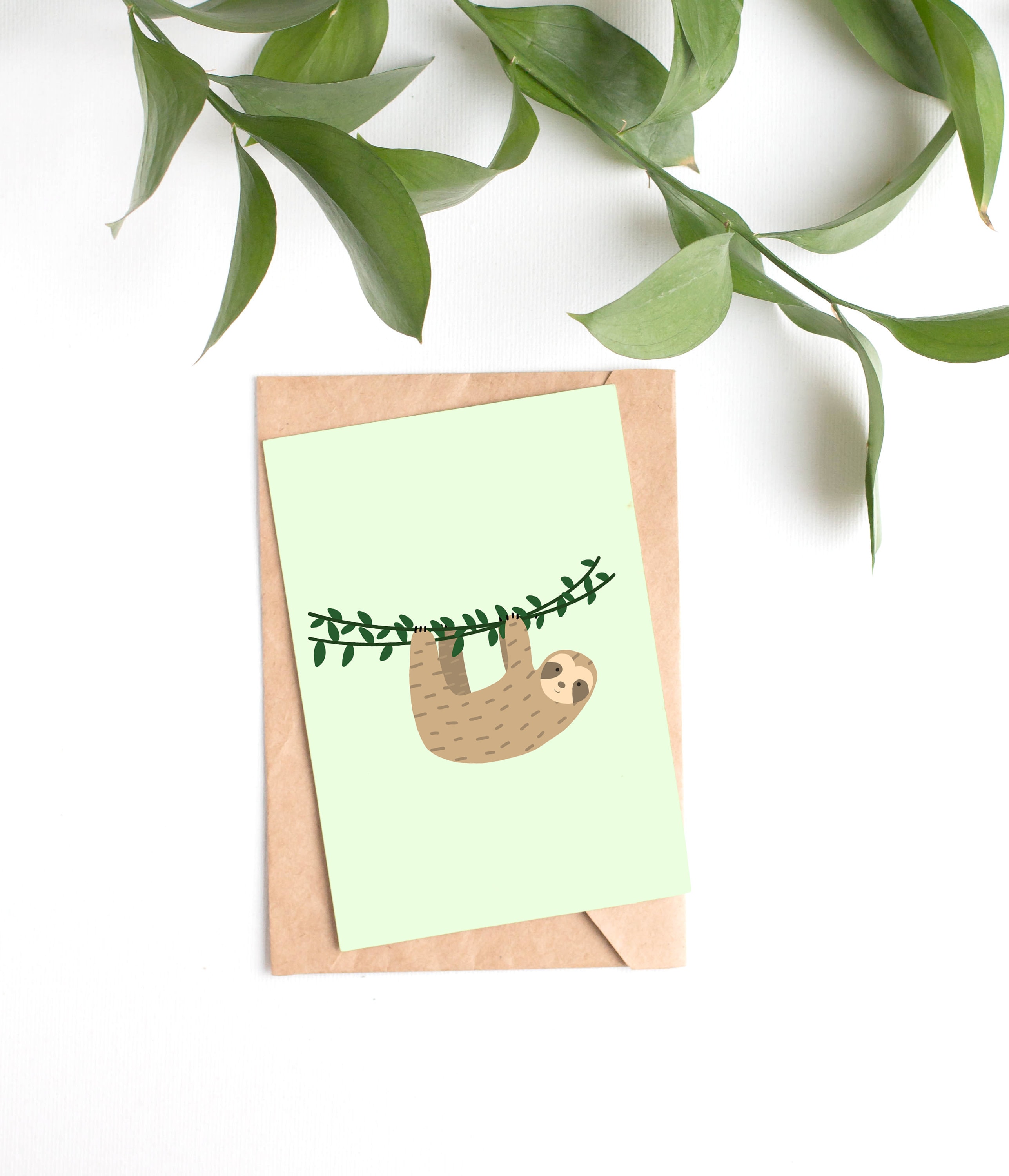 Faultier Karte Illustriertes grünes niedliches Tier jeder - Etsy