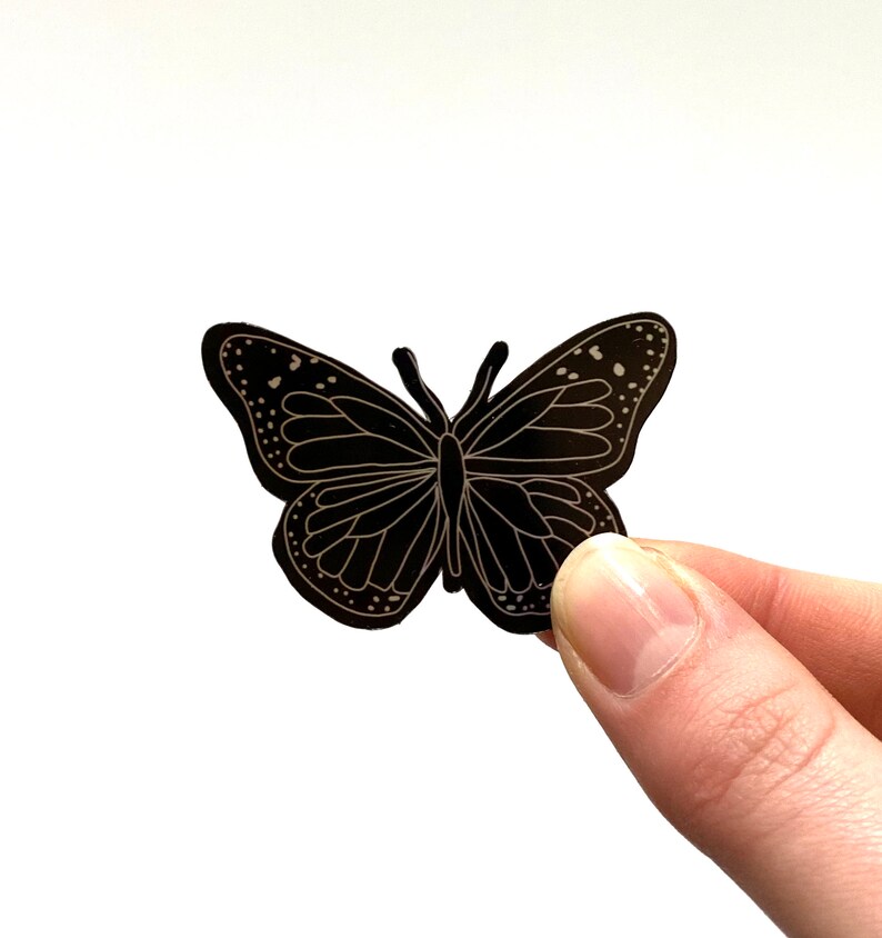 Holographic Butterfly Sticker Cute Illustrated Rainbow Catching Iridescent Silver Sticker image 9