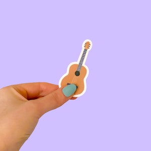 Adesivo per chitarra - Vinile fustellato per chitarra acustica illustrato carino, laminato, impermeabile, antigraffio, adesivo lucido protetto dai raggi UV