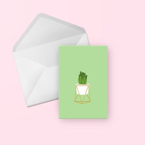 Carte de voeux cactus/plante succulente - joli anniversaire vert illustré, merci, félicitations, ami, générique, toute occasion, carte vierge