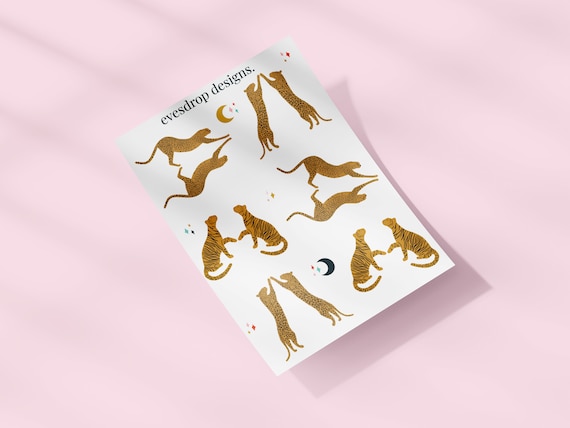 Big Cats Sticker Sheet - Cute Illustrated Cheetah, Leopard & Tiger Stickers