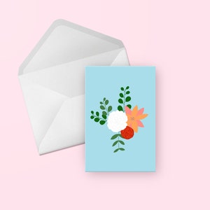 Pacote de cartão de felicitações de flores - aniversário ilustrado bonito azul, obrigado, parabéns, amigo, casamento, qualquer ocasião, cartão em branco