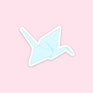 Adesivo Origami Gru - Vinile fustellato con cigno blu illustrato carino, laminato, impermeabile, antigraffio, adesivo lucido protetto dal sole UV