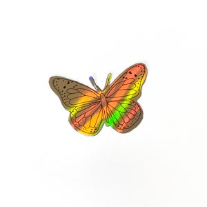 Holographic Butterfly Sticker Cute Illustrated Rainbow Catching Iridescent Silver Sticker image 7