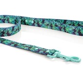 Dog leash palm leaves unisex WATERWEED dog leash watercolor floral and plant pattern, dog leash leaves,