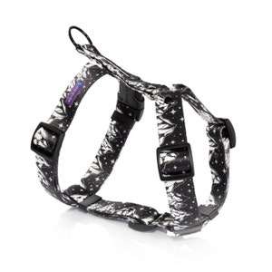 Black and white dog harness mountains, male dog harness, soft webbing guard harness for puppy, personalized adjustable dog harness