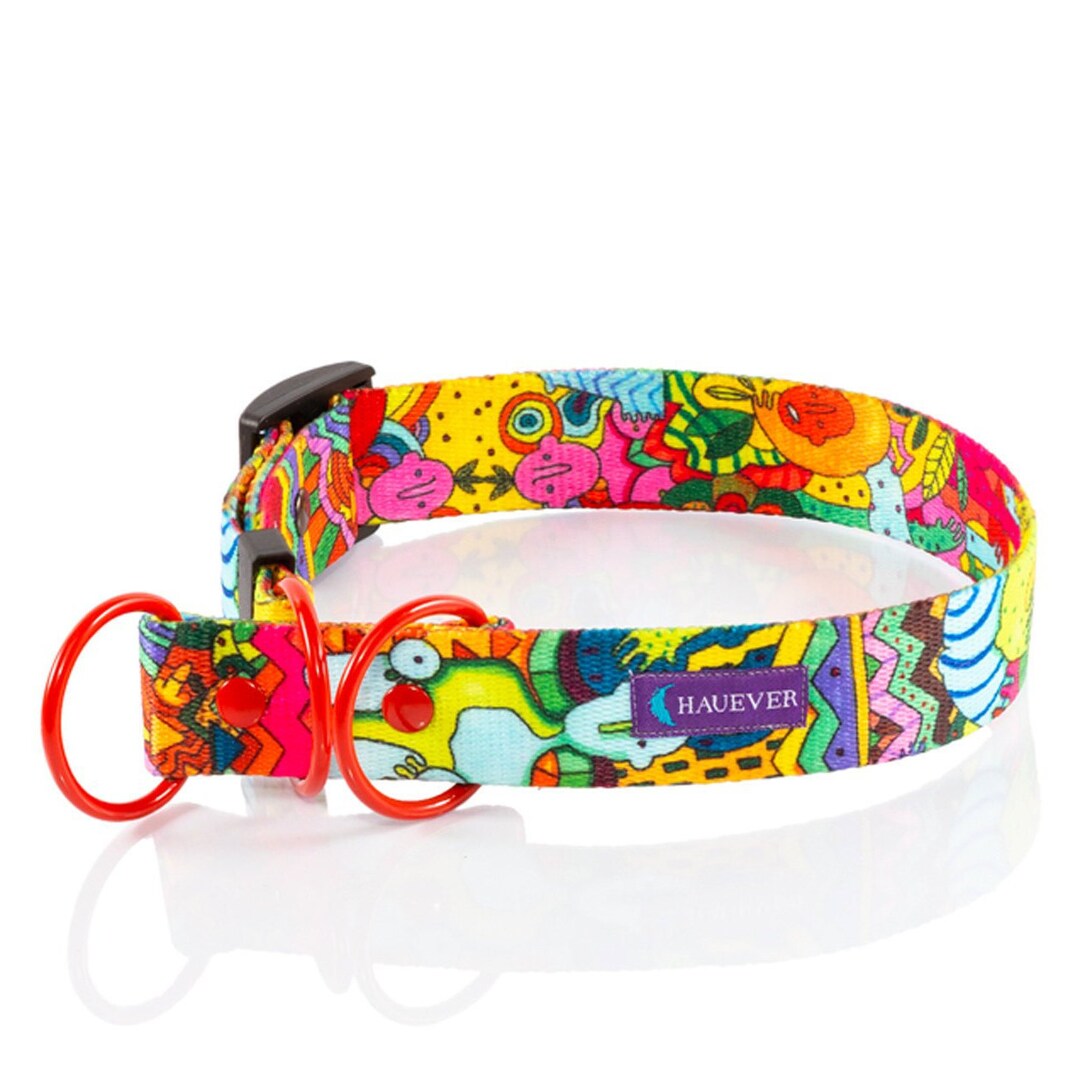Hippie Half Choke Dog Collar Personalized Colorful Dog Etsy