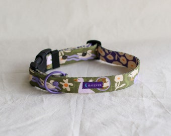 Adjustable dog collar GOOSE pattern, khaki unisex dog collar buckle, animal dog collar for stylish dog, goose pattern dog collar