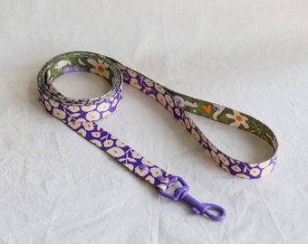 Hundeleine EGGS Hundeleine, Gurtband, violettes Aquarell Muster, Hundeleine, khaki Hundeleine für stylishen Hund